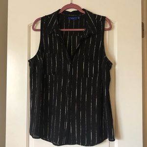 Apt 9 button up collared tank blouse XL black
